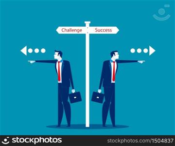 Choosing the route of business person. Concept business vector, Challenge & Success, Direction, Choice.