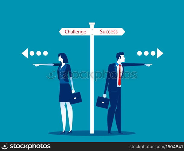 Choosing the route of business person. Concept business vector, Challenge & Success, Direction, Choice.