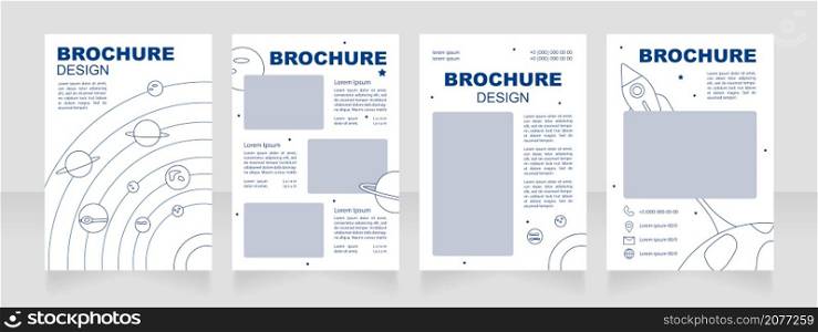 Choosing university for space science blank brochure design. Template set with copy space for text. Premade corporate reports collection. Editable 4 paper pages. Arial Black, Regular fonts used. Choosing university for space science blank brochure design