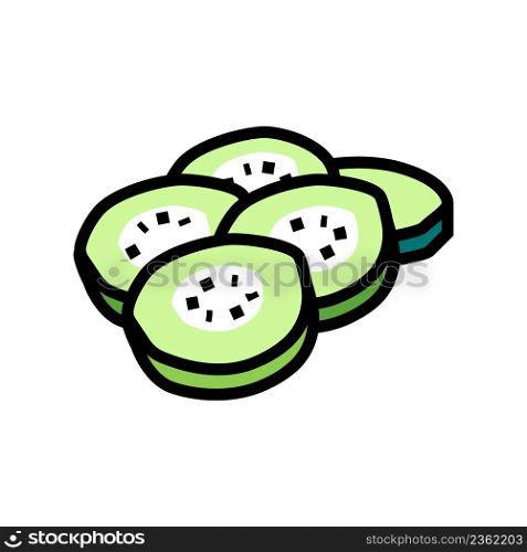 chopped cucumber color icon vector. chopped cucumber sign. isolated symbol illustration. chopped cucumber color icon vector illustration