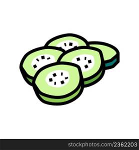 chopped cucumber color icon vector. chopped cucumber sign. isolated symbol illustration. chopped cucumber color icon vector illustration