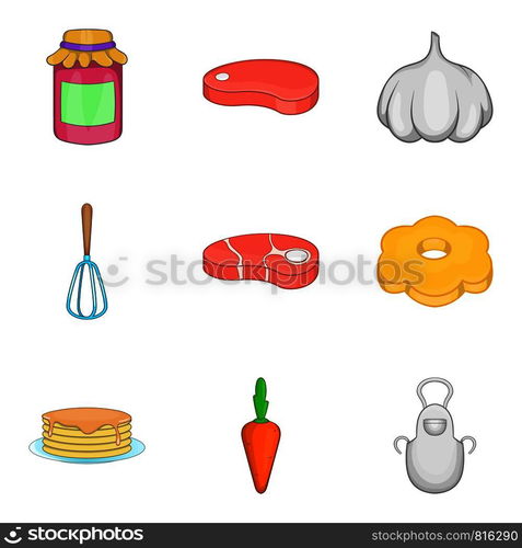 Chopped cutlet icons set. Cartoon set of 9 chopped cutlet vector icons for web isolated on white background. Chopped cutlet icons set, cartoon style