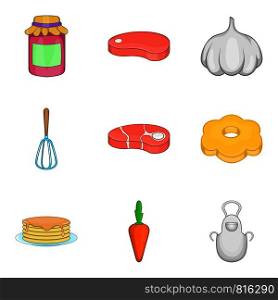 Chopped cutlet icons set. Cartoon set of 9 chopped cutlet vector icons for web isolated on white background. Chopped cutlet icons set, cartoon style
