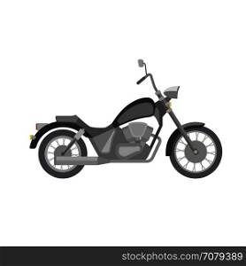 Chopper motorcycle. Chopper motorcycle in flat style. Vector illustration of black bike.
