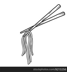Chopsticks. Asian sticks for noodle. Kitchen of world. Exotic food. Japanese and Chinese Cutlery. Cartoon sketch illsutartion isolated on white. Chopsticks. Asian sticks for noodle.
