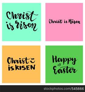Christ is Risen. Easter lettering set. Happy Christian vector colorful cards.. Christ is Risen. Easter lettering set. Happy Christian vector colorful cards