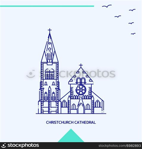 CHRISTCHURCH CATHEDRAL skyline vector illustration