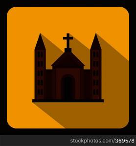 Christian catholic church building icon in flat style on a white background vector illustration. Christian catholic church building icon flat style
