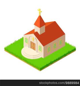 Christian church icon. Isometric illustration of christian church vector icon for web. Christian church icon, isometric style