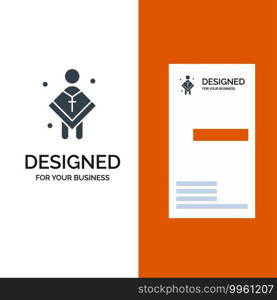 Christian, Church, Male, Man, Preacher Grey Logo Design and Business Card Template