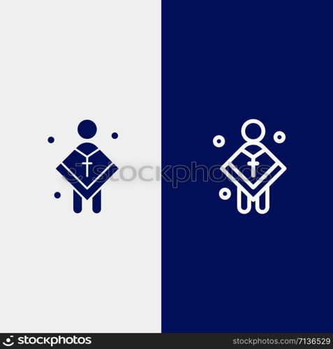 Christian, Church, Male, Man, Preacher Line and Glyph Solid icon Blue banner Line and Glyph Solid icon Blue banner