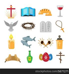 Christian church traditional symbols icons set isolated vector illustration