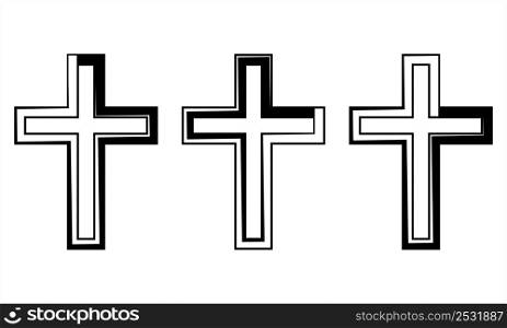 Christian Cross, Church Icon, Christianity Symbol Of Jesus Christ Vector Art Illustration