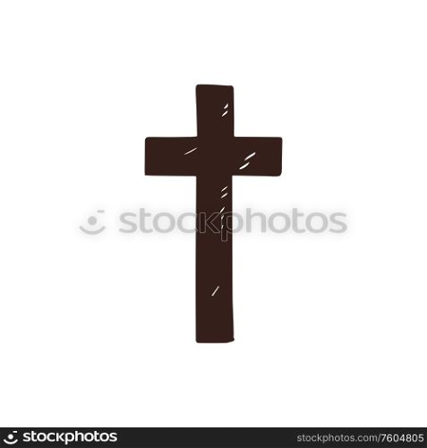 Christian cross, church religious symbol of easter and belief. Vector Christianity Orthodox and Catholic crucifixion cross sign. Christianity cross, church religious symbol