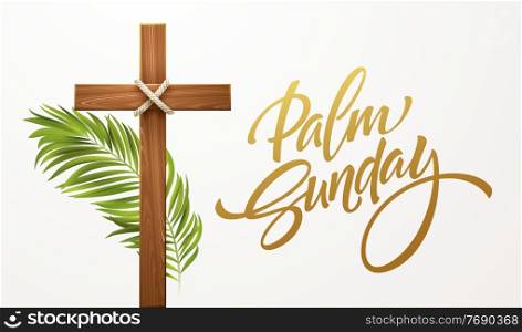 Christian Cross. Congratulations on Palm Sunday, Easter and the Resurrection of Christ. Vector illustration EPS10. Christian Cross. Congratulations on Palm Sunday, Easter and the Resurrection of Christ. Vector illustration