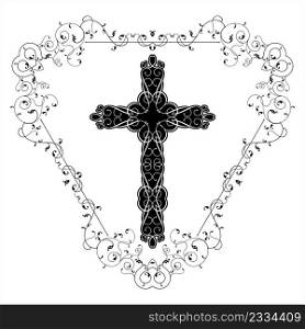 Christian Cross Design Vector Art Illustration