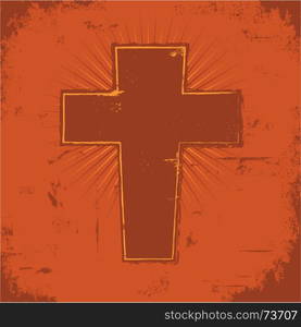 Christian Cross. Illustration of a Christian cross with grungy texture