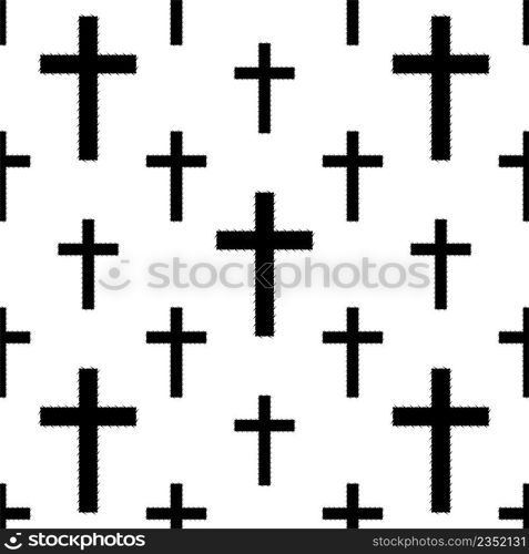 Christian Cross Seamless Pattern Vector Art Illustration