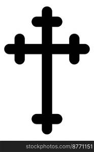 Christian cross silhouette. Black catholic symbol, religion church holy sign, traditional theology icon, single element, graphic decoration element, vector isolated on white background illustration. Christian cross silhouette. Black catholic symbol, religion church holy sign, traditional theology icon, single element, graphic decoration element, vector isolated illustration