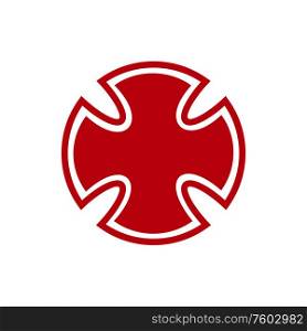 Christian crucifixes of catholic religion isolated red cross. Vector orthodox, lutheran or anglican church symbol. Red cross, religion symbol isolated