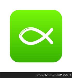 Christian fish symbol icon green vector isolated on white background. Christian fish symbol icon green vector