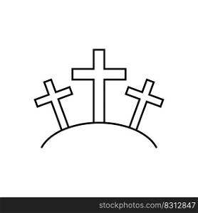 Christian icon Three cross line style