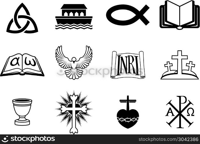 Christian icons. A set of icons pertaining to Christianity and Christian themes. Christian icons