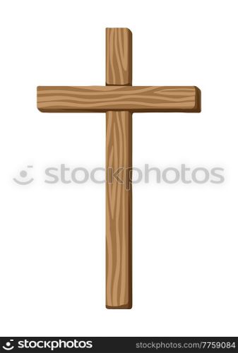 Christian illustration of wooden cross. Happy Easter image. Religious symbol of faith.. Christian illustration of wooden cross. Happy Easter image.