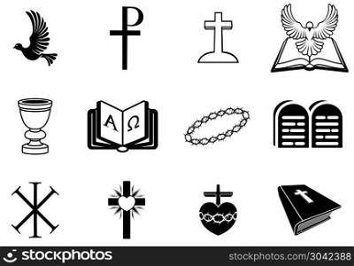 Christian religious signs and symbols. Illustration of religious signs and symbols from Christianity. Christian religious signs and symbols