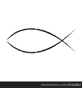 Christian symbol fish icon isolated on white background. Vector illustration