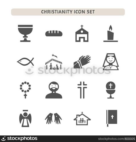 Christianity icons set on white background