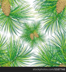 Christma spruce with pinecone seamless pattern. Vector illustration.
