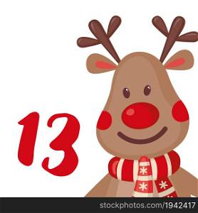 Christmas Advent calendar template. Vector illustration. 13 day of Christmas.. Christmas Advent calendar template in flat style.