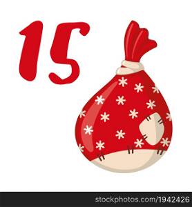 Christmas Advent calendar template. Vector illustration. 15 day of Christmas.. Christmas Advent calendar template in flat style.