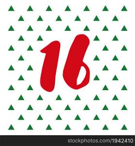 Christmas Advent calendar template. Vector illustration. 16 day of Christmas.. Christmas Advent calendar template in flat style.