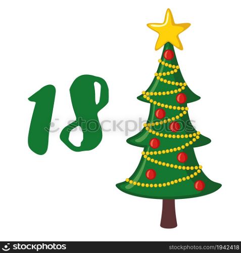 Christmas Advent calendar template. Vector illustration. 18 day of Christmas.. Christmas Advent calendar template in flat style.