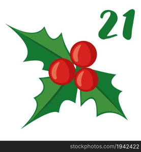 Christmas Advent calendar template. Vector illustration. 21 day of Christmas.. Christmas Advent calendar template in flat style.