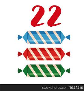 Christmas Advent calendar template. Vector illustration. 22 day of Christmas.. Christmas Advent calendar template in flat style.