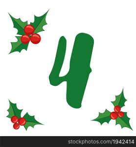 Christmas Advent calendar template. Vector illustration. 4 day of Christmas.. Christmas Advent calendar template in flat style.