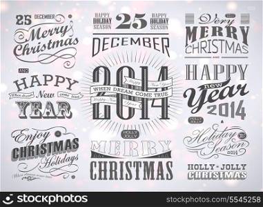 Christmas and Happy New Year typography, labels,calligraphic elements. Christmas decoration