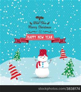 christmas and happy new year with greeting card