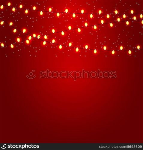 Christmas and New Year Background with Luminous Garland Vector Illustration EPS10