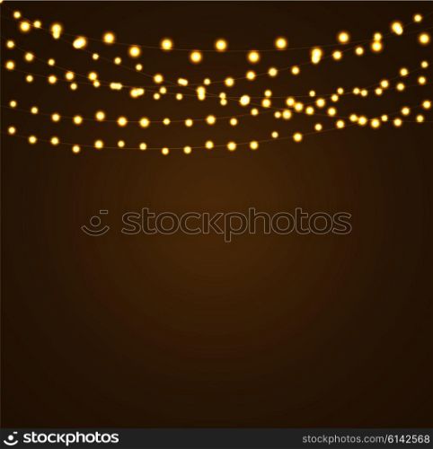 Christmas and New Year Background with Luminous Garland Vector Illustration EPS10