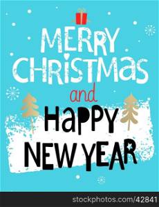 Christmas and New Year Card.. Christmas Greeting Card. Merry Christmas and happy new year lettering.