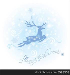 Christmas and New Year card with reindeer