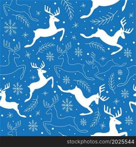 Christmas and new year deer seamless pattern. Vector illustration.