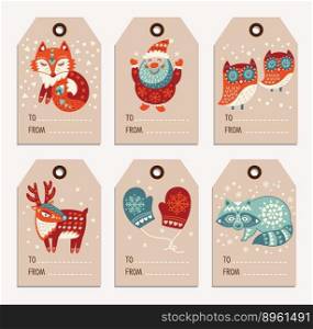 Christmas and new year gift tags stickers labels vector image