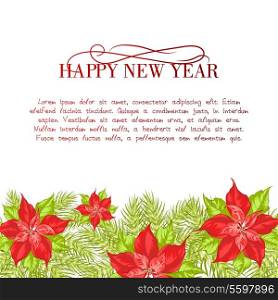 Christmas and New Year greeting card. Vector illustration.