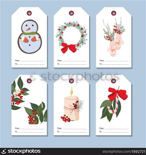 Christmas and New Year greetings. Gift tags design. Beautiful and original packaging. Colorful and festive illustration