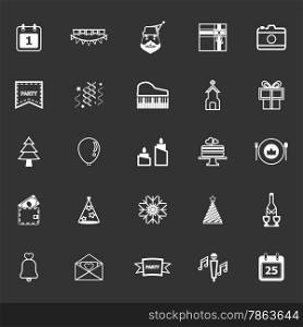 Christmas and new year line icons on gray background, stock vector